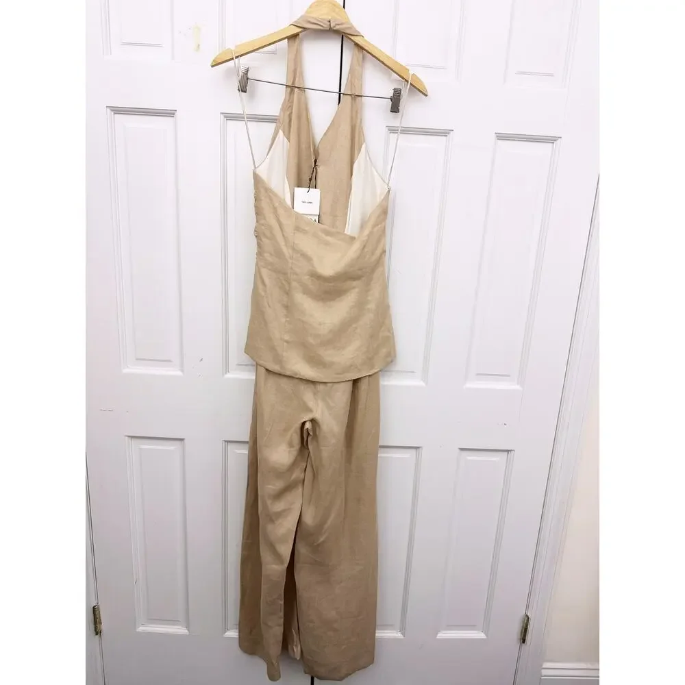 Zara Linen Halter Jumpsuit (Size Medium)